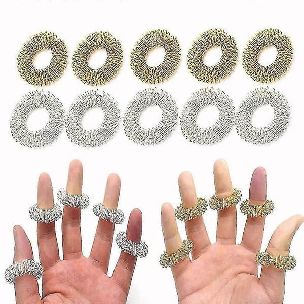 2025 Senaste Modell 10 st Akupunktur Finger Massage Ring Hälsovård Kropp