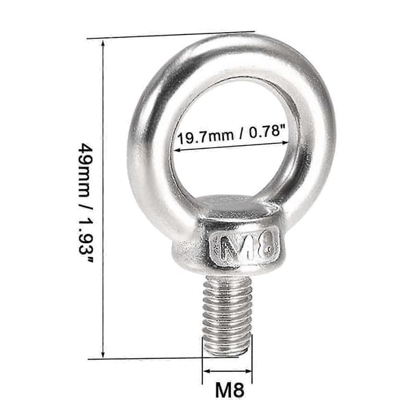10-pack M8*13 Öglebultar 304 Rostfritt Stål Ring Marine Bultar Och Diverse Ingenjörslyftutrustning