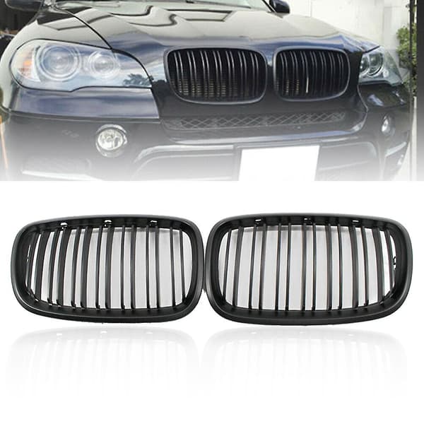 Svart Frontfanger Dobbel Lamell Front Nyre Grill Grill For- X5 X6 E70 E71 2007-2014