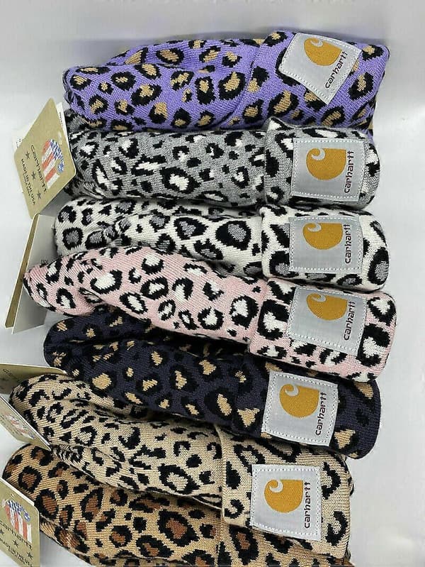 Unisex varm vinterlue, ullue, leopardmønstret gave-lue Light gray