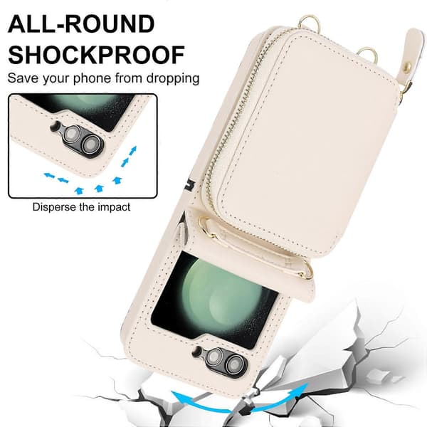 Lång och Kort Snodd Dragkedja Kortplats Vikbart Telefonfodral