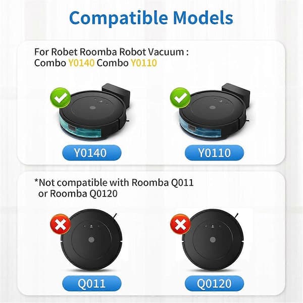 Reservedele til IRobot Roomba Combo Y0140, Y0110 robotstøvsuger sæt hovedsidebørste