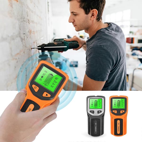 5-i-1 Digital Stud Finder Træ Metal Rør Ledning Væg Sensor Scanner LCD Detektor Black