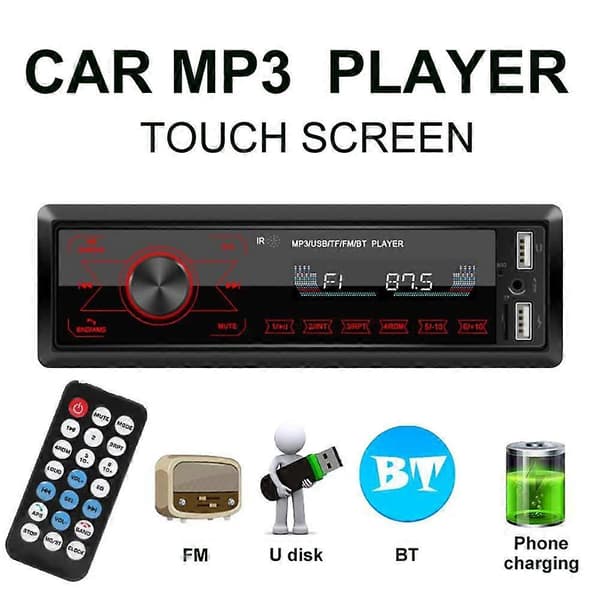 Bluetooth 1 DIN Bilstereo In Dash AUX-in FM Radio Håndfri Samtale MP3-spiller
