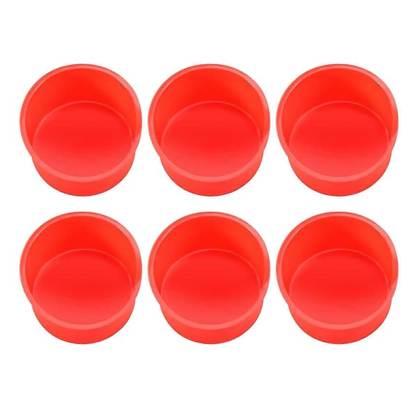 Silikone Mini Kage 4 Tommer Rund Bageform Non-stick Silikone Bageform Bageplade Genanvendelig Rød, Sæt Med 6