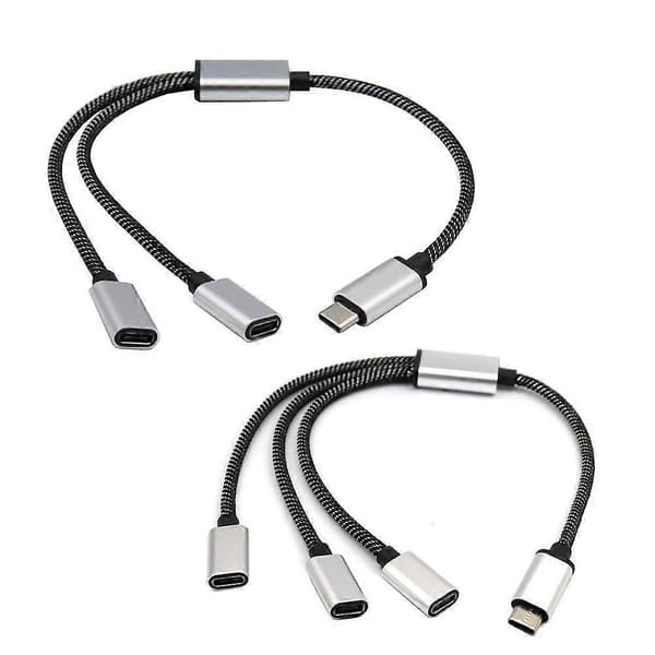 USB C Splitter Type C til Dobbel USB C Hannadapter 480Mbps Type C til Dobbel USB C Dobbel Adapter USB Splitter Kabelkonverter