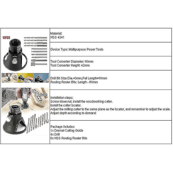 Dremel boreguide sæt med HSS fræsebits