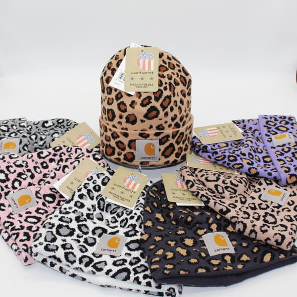 Unisex varm vinterlue, ullue, leopardmønstret gave-lue Beige