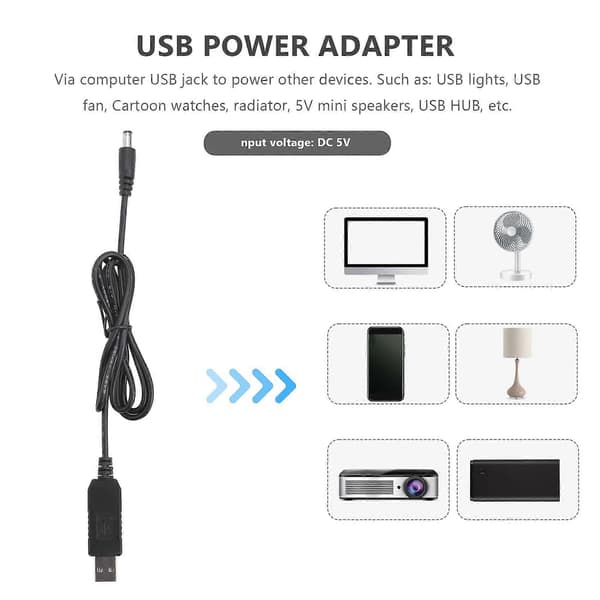 USB DC 5V til DC 12V 2.1mm X 5.5mm Modulkonverter DC Barrel Hannkontakt Jack Strømkabel Plugg, USB til DC Kabel -1M (5V til DC 12V)