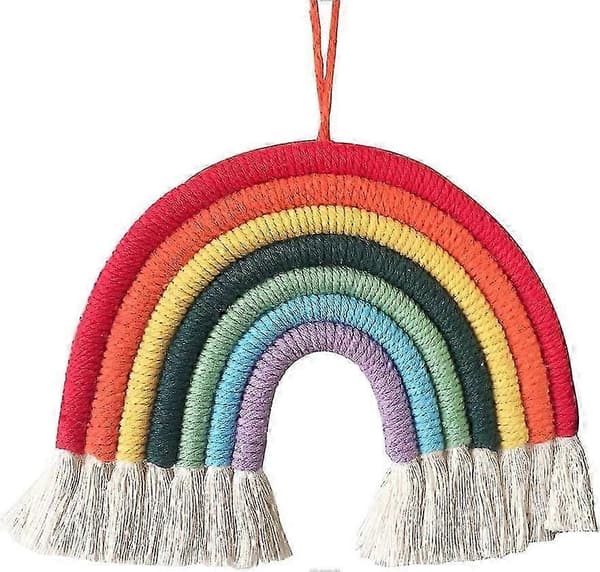 Regnbåge Väv Tapestry, Handvävd Regnbågsdekor, Regnbåge Spets Väggbonad, Regnbåge Väv Tapestry för Flickrum och Rumsdekor