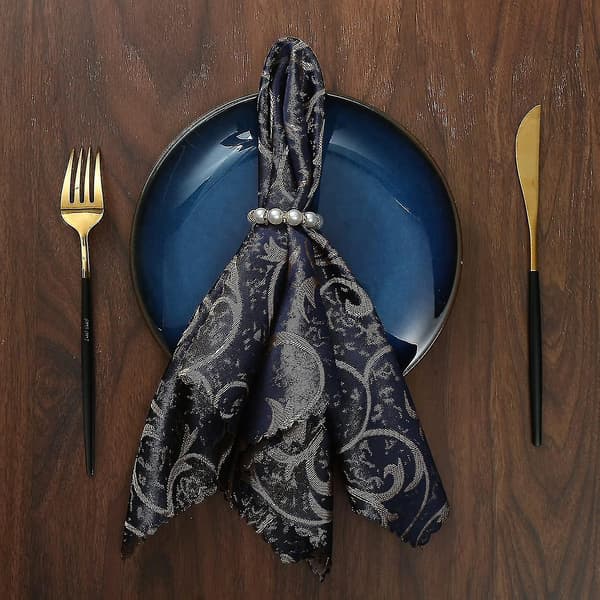Hvide perle- og rhinstensservietringe, sæt med 12, bling perle servietringholder til middag/bryllup/tha guld