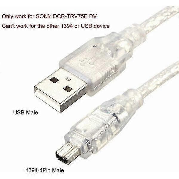 USB Han til Firewire IEEE 1394 4-polet Han iLink Adapterkabel til Sony DCR-TRV75E DV