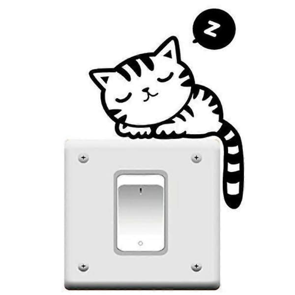 Väggdekal för strömbrytare - Sovande kattdesign - Populär produkt