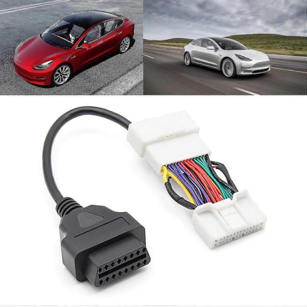 For Tesla- Model 3 Y Connector Adapter Obd Til Obd2 16-bens Bilscanner Værktøjs Kabel-