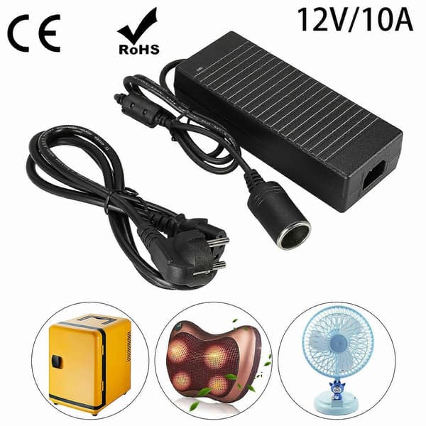 220V TIL 12V BILSTRØMADAPTER STRØMFORSYNING 10A 120W 230 til 12 Volt SPENNINGSOMFORMER
