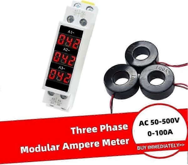 Trefas Din-skena Amperemeter, 3-siffrig Trefasdisplay, 3-fas Digital Display, Modulär Strömmätare Indikator