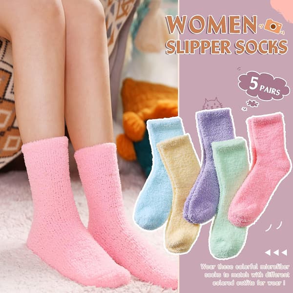 5 par Dame Bløde Fluffy Sengestrømper Vinter Varme Lounge Hjemmesko Fleece Strømper