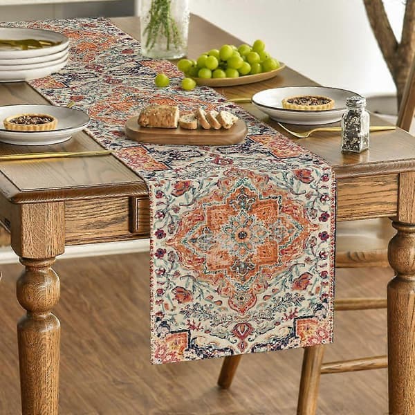 Boho Bohemia Stil Orange Bordløber, Landlig Rustik Bondegård Magisk Efterår
