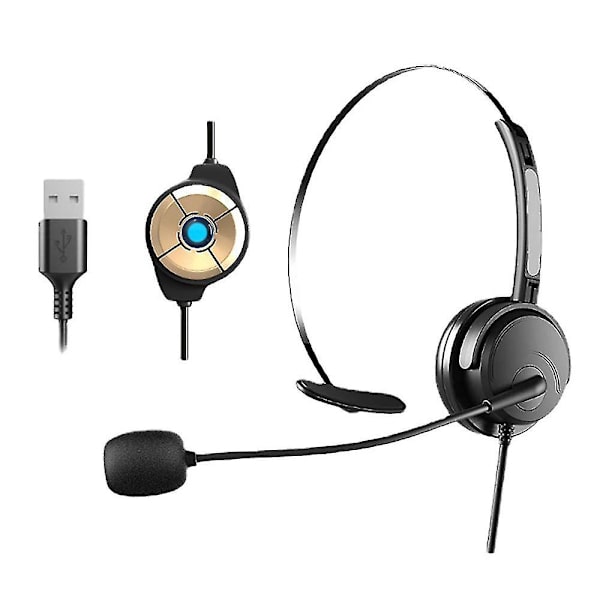Enkelt Øretelefon Headset Bærbart Audiovisuelt Headset Computer Mobiltelefon USB Interface