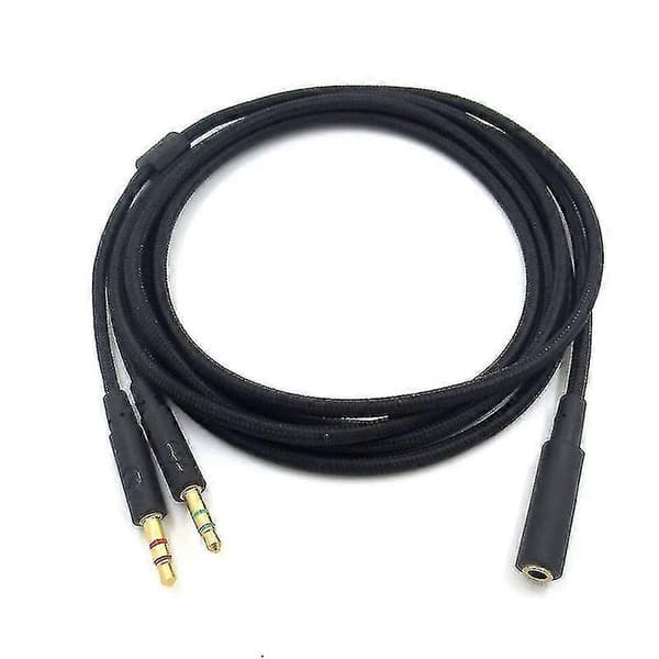 3,5 mm Universal 2 i 1 Gaming Headset Audio- Forlængerkabel kompatibelt med Cloud II/Alpha-/Cloud Flight/Core Hea-B2