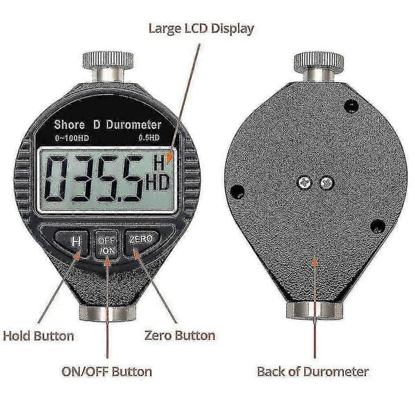 Digital Durometer skala med LCD-display til gummi og plast - 0-100HD Shore D hårdhed
