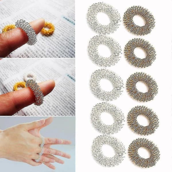 2025 Senaste Modell 10 st Akupunktur Finger Massage Ring Hälsovård Kropp