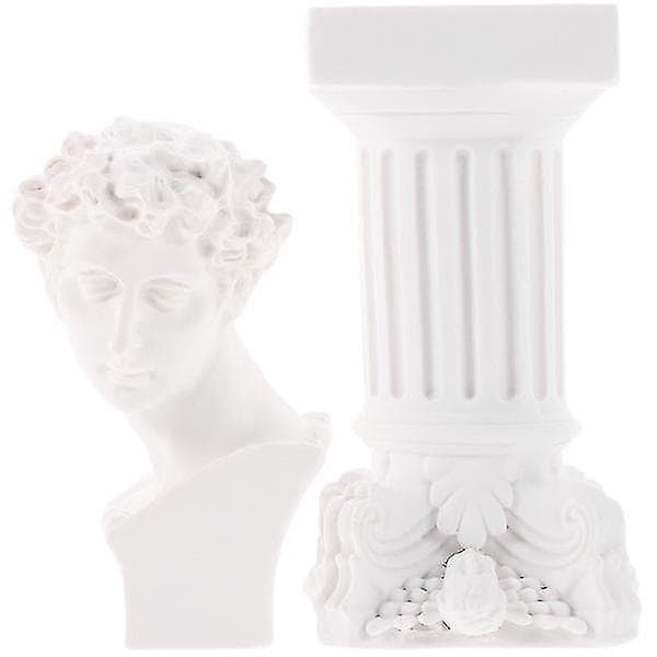 1 Sett Romersk Søyle David Statue Gresk Daivid Statue Resin Skulptur Hjem Dekorasjon