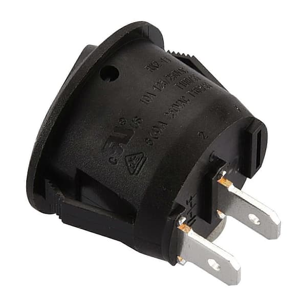 Pakke med runde vippekontakter - 2 terminaler SPST, 6A, 250VAC, UL, VDE - Sort
