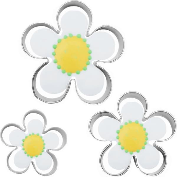Blomformade kakformar, 3 st, rostfritt stål, rosenblad, fondant