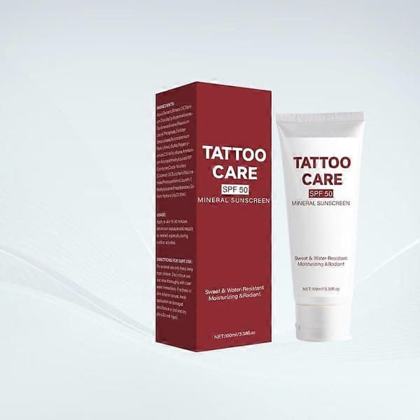 Svett- och vattenresistent SPF 50 mineralsolkräm för tatueringar - 100 ml 2pcs