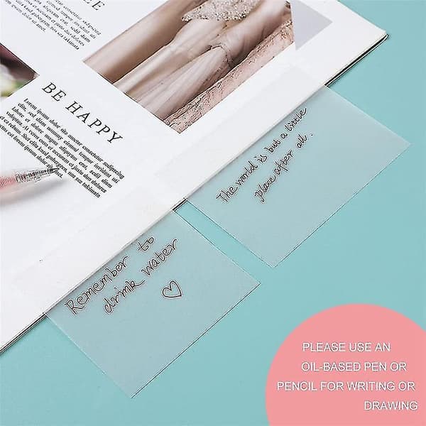 12 pakker 600 ark transparente notater, klare notater vanntette - klistrelapper for annotering