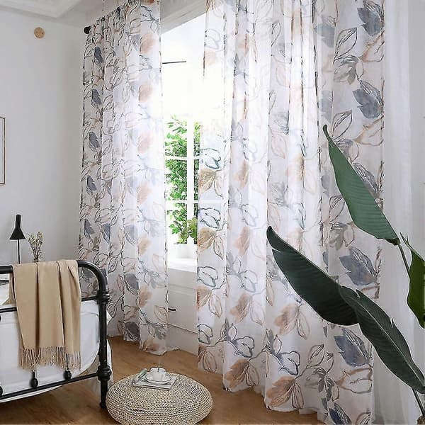 Polyester Vindusgardin Kapper Voile Soverom Stue Dekor (Brun)