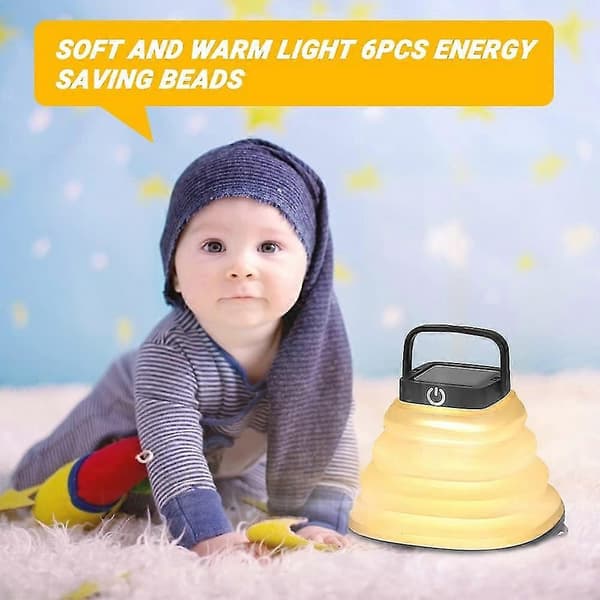LED Solcellsdriven Campinglampa Lykta, Vikbar, 3 Dimningslägen