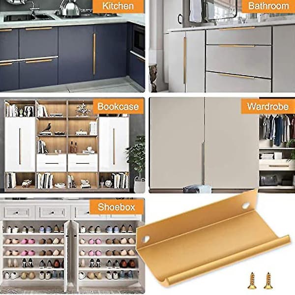 5-pack Moderna Finger Edge Drag Handtag Möbel Lådhandtag Guld