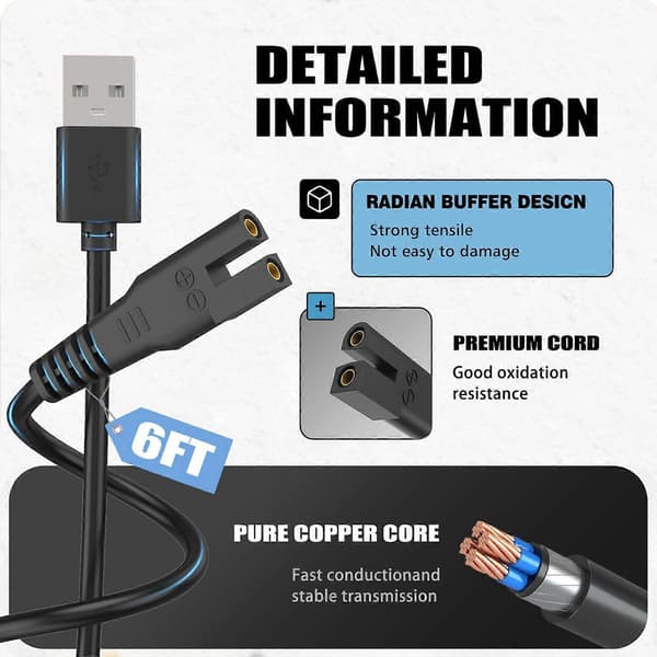 80CM 5V 2A USB-ladekabel til håndholdt poolstøvsuger, erstatningsstrømkabel 28620E