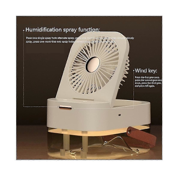 Ventilator Luftfugter Bærbar Ventilator Luftkøler Luftfugter USB Ventilator Bordventilator Med Natlys Til Sommer