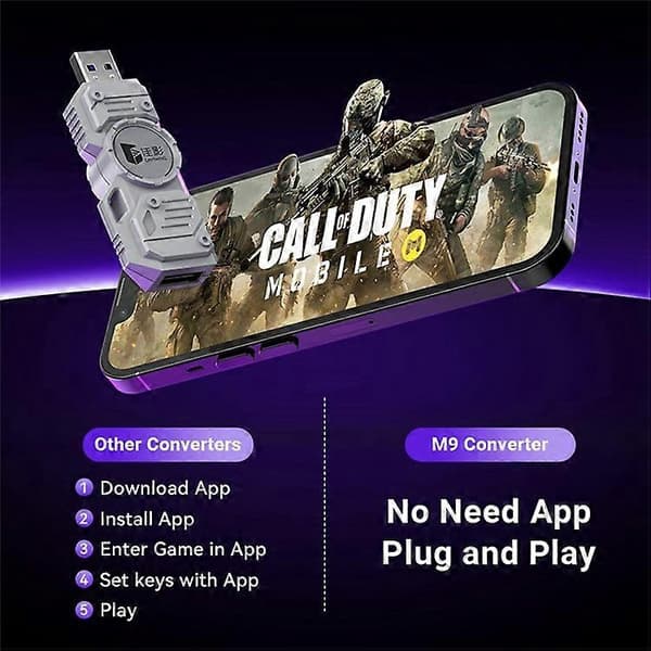 GAMWING M9 Kablet + Bluetooth Dual Mode Mobilspillkonverter for iOS Android Harmonyos