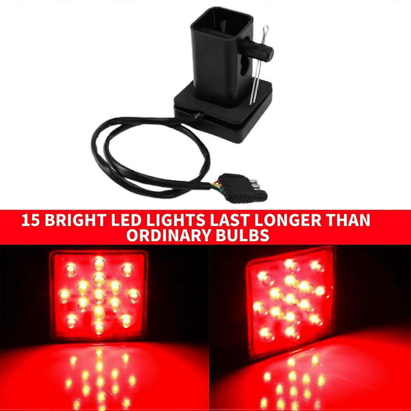 2'' Släpvagnskopplingsskydd med Rökfärgad Lins och 15 LED Bromsljus