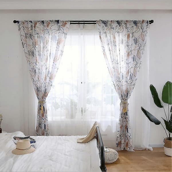 Polyester Vindusgardin Kapper Voile Soverom Stue Dekor (Brun)