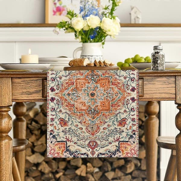 Boho Bohemia Stil Oransje Bordløper, Landlig Rustikk Gårdshus Magisk Høst