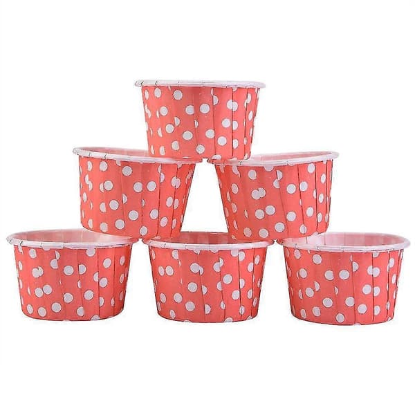100 stk. Medium Runde Papir Kage Cupcakes Bageforme Bryllup Hjem Muffin Forme (rød prik)