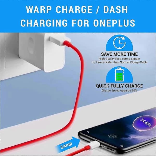 2m opladerkabel til OnePlus oplader USB C 100W/80W hurtig opladning