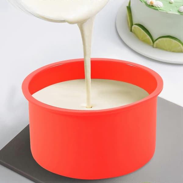 Silikone Mini Kage 4 Tommer Rund Bageform Non-stick Silikone Bageform Bageplade Genanvendelig Rød, Sæt Med 6