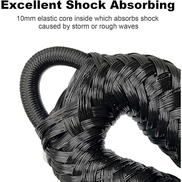 Bungee Dock Line med Krog, Sort Fortøjningstov til Båd 4 Ft 2 Pak & Sort