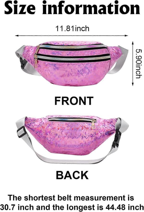 2-pack holografisk midjeväska - Vattentät neon midjeväska