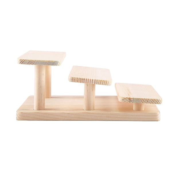 Træ Display Risers 3 Lag Glas Display Stand Smykkeholder Stand Træ Organizer Bakke Til C