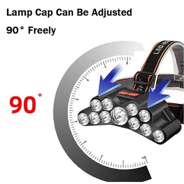 Vanntett Hodelykt Super Sterk Hodelykt 11LED Hodelykt Camping Fiske
