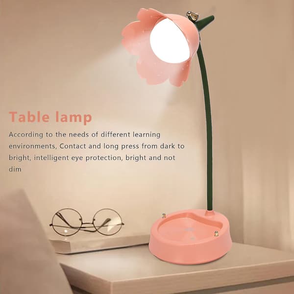 Blomst LED Skrivebordslampe Student Soverom Belysning Berøring Lesing Øyebeskyttelse USB Blomsterskjerm T