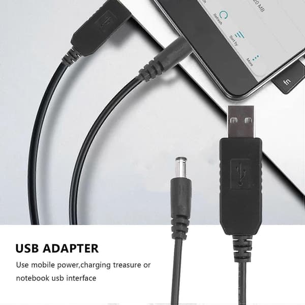 USB DC 5V til DC 12V 2,1 mm X 5,5 mm Modul Konverter DC Barrel Hanstik Jack Strømkabel Stik, USB til DC Kabel -1M (5V til DC 12V)