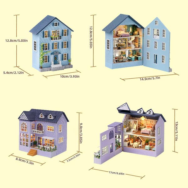 3D Miniature Dukkehus Gave Holdbart Kreativt Samlesæt Legetøj